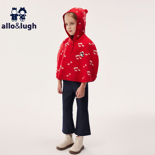 allo&lugh阿路和如女童2024新款针织毛衣早秋女宝斗篷连帽外套