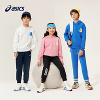 ASICS亚瑟士儿童卫衣童装男童2024秋冬装运动加厚连帽女童刺绣长袖T恤