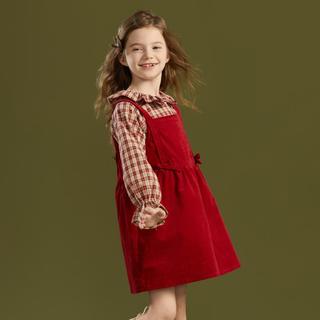 森系风婴幼套装春秋女童背带裙裙子衬衫两件套