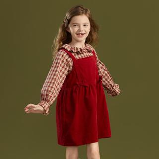 森系风婴幼套装春秋女童背带裙裙子衬衫两件套