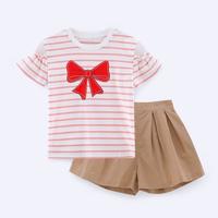 【蝴蝶结上衣+甜美短裤裙】夏装女童套装洋气时髦两件套