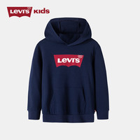 Levi's李维斯童装男女童春秋款连帽经典蝙蝠标logo卫衣儿童百搭上衣 海军蓝 110 /56 【身高104-110cm】