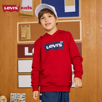 Levi's李维斯童装男女童春秋款连帽经典蝙蝠标logo卫衣儿童百搭上衣 辣椒红 110 /52 【身高98-104cm】