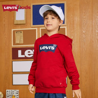 Levi's李维斯童装男女童春秋款连帽经典蝙蝠标logo卫衣儿童百搭上衣 辣椒红 110 /56 【身高104-110cm】