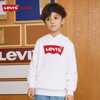 Levi's李维斯童装男女童春秋款连帽经典蝙蝠标logo卫衣儿童百搭上衣 奶白 140 /68 【身高128-140cm】