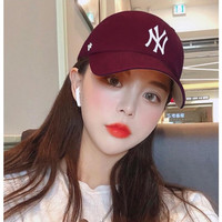 47brand美版MLB软顶棒球帽鸭舌帽运动休闲遮阳帽NY/LA刺绣 酒红色(大标NY刺绣)