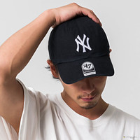 47brand美版MLB软顶棒球帽鸭舌帽运动休闲遮阳帽NY/LA刺绣 黑色(大标NY刺绣)