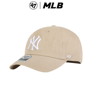 47brand美版MLB软顶棒球帽鸭舌帽运动休闲遮阳帽NY/LA刺绣 卡其色（大标NY刺绣）