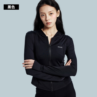 zauo【香秀同款】韩国修身防晒衣女冰感透气原纱型防晒服连帽外套 黑色 S (偏小一码)