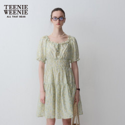 TEENIE WEENIE 天丝莱赛尔混纺 女装气质薄荷绿收腰连衣裙