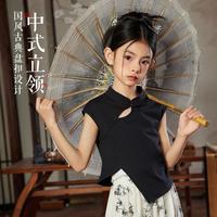 【国风新中式套装】女童2025夏装汉服儿童短袖T恤长裤两件套