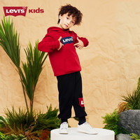 Levi's 李维斯童装男女童连帽经典蝙蝠标卫衣春秋纯棉儿童舒适针织上衣 辣椒红 120 /60 【身高110-116cm】