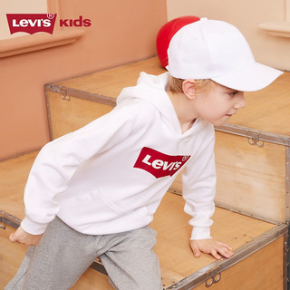 Levi's 李维斯童装男女童连帽经典蝙蝠标卫衣春秋纯棉儿童舒适针织上衣 奶白 110 /56 【身高104-110cm】