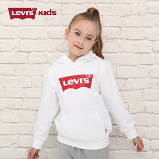 Levi's 李维斯童装男女童连帽经典蝙蝠标卫衣春秋纯棉儿童舒适针织上衣 奶白 110 /56 【身高104-110cm】