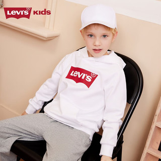 Levi's 李维斯童装男女童连帽经典蝙蝠标卫衣春秋纯棉儿童舒适针织上衣 奶白 110 /56 【身高104-110cm】