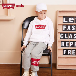 Levi's 李维斯童装男女童连帽经典蝙蝠标卫衣春秋纯棉儿童舒适针织上衣 奶白 110 /56 【身高104-110cm】