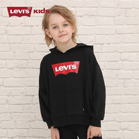 Levi's 李维斯童装男女童连帽经典蝙蝠标卫衣春秋纯棉儿童舒适针织上衣 正黑色 120 /60 【身高110-116cm】
