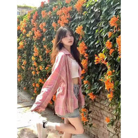 有只绵港风女装甜美格子开衫夏季防晒衬衫外套女设计感上衣小众美式衬衣 80-140斤