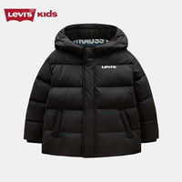 Levi's 李维斯童装男童短款羽绒服冬季儿童假两件牛仔内衬保暖上衣 正黑色 110/56(5)