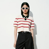 太平鸟女装POLO领线套衫A1EED2152 米色 XL