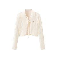 太平鸟女装镂空披肩线开衫A1EDD2C06 米色 S