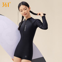 361度连体游泳衣女款长袖防晒潜水冲浪服游泳馆运动泳装大码 L 套装四【泳衣+大框泳镜】