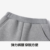 精典泰迪男女童裤子儿童加绒加厚卫裤中大童装冬季长裤冬款衣服新 蓝帽小熊浅花灰 100