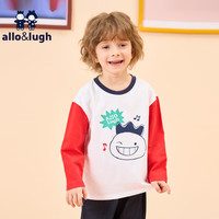 allo&lugh阿路和如男童长袖t恤春秋2024儿童印花撞色拼接上装男宝上衣 红色 130cm