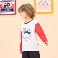 allo&lugh阿路和如男童长袖t恤春秋2024儿童印花撞色拼接上装男宝上衣 红色 120cm