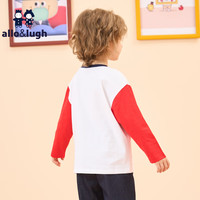 allo&lugh阿路和如男童长袖t恤春秋2024儿童印花撞色拼接上装男宝上衣 红色 140cm