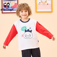 allo&lugh阿路和如男童长袖t恤春秋2024儿童印花撞色拼接上装男宝上衣 红色 110cm