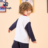 allo&lugh阿路和如男童长袖t恤春秋2024儿童印花撞色拼接上装男宝上衣 藏青色 100cm