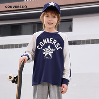 匡威（Converse）匡威儿童装男童长袖T恤秋季中大童拼接打底衫 藏青蓝 110 /56 【身高104-110cm】