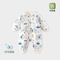 男童棉服秋冬保暖厚款新生儿棉衣冬季婴儿宝宝夹棉连体衣外出爬服