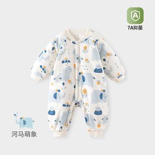 男童棉服秋冬保暖厚款新生儿棉衣冬季婴儿宝宝夹棉连体衣外出爬服