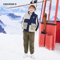 匡威（Converse）匡威童装男童女童加绒长裤裤子儿童运动裤卫裤休闲裤 灰橄榄绿 110 /53 【身高104-110cm】