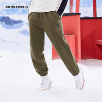 匡威（Converse）匡威童装男童女童加绒长裤裤子儿童运动裤卫裤休闲裤 灰橄榄绿 150 /58 【身高140-152cm】