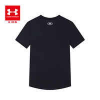 安德玛(Under Armour)儿童夏季短袖T恤透气舒适经典大LOGO运动上衣1363282 黑色 120cm
