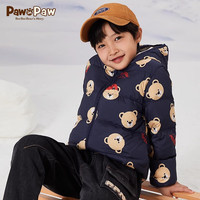 PawinPaw卡通小熊童装冬儿童羽绒服男童连帽外套保暖加厚 深蓝色/52 130
