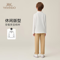 英氏（YEEHOO）男童长袖POLO衫儿童T恤春季休闲翻领帅气上衣中大童装洋气春装新 标识字母白色 120 cm