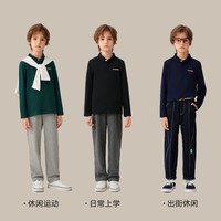 英氏（YEEHOO）男童长袖POLO衫儿童T恤春季休闲翻领帅气上衣中大童装洋气春装新 标识字母花灰 130 cm