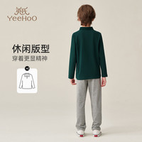 英氏（YEEHOO）男童长袖POLO衫儿童T恤春季休闲翻领帅气上衣中大童装洋气春装新 标识字母绿色 130 cm