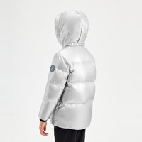 波司登冬男女童羽绒服抗菌绒中长款连帽加厚保暖外套T20145940E 亮银色8096 160/80