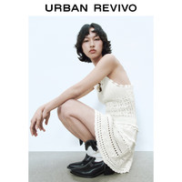 UR【钟楚曦同款】2025春季新款女镂空肌理感针织连衣裙UYL950050 象牙白