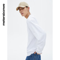 美特斯邦威卫衣男春季百搭休闲OK手势印花圆领针织套头衫 亮白色 2XL 185 104B