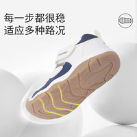 江博士夏季男女童透气休闲儿童凉鞋 1-3岁宝宝学步鞋 魔术贴包头儿童鞋 米/粉 28 码脚长约17.2-17.8