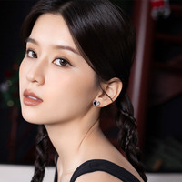 周六福 ZHOU LIU FU（ZLF）S925银饰耳钉女爆闪爱心甜美时尚耳饰 耳钉一对
