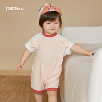 papa夏季婴儿衣服男女宝宝造型连体衣拼接包屁衣婴儿外出超萌衣服 粉色 90cm