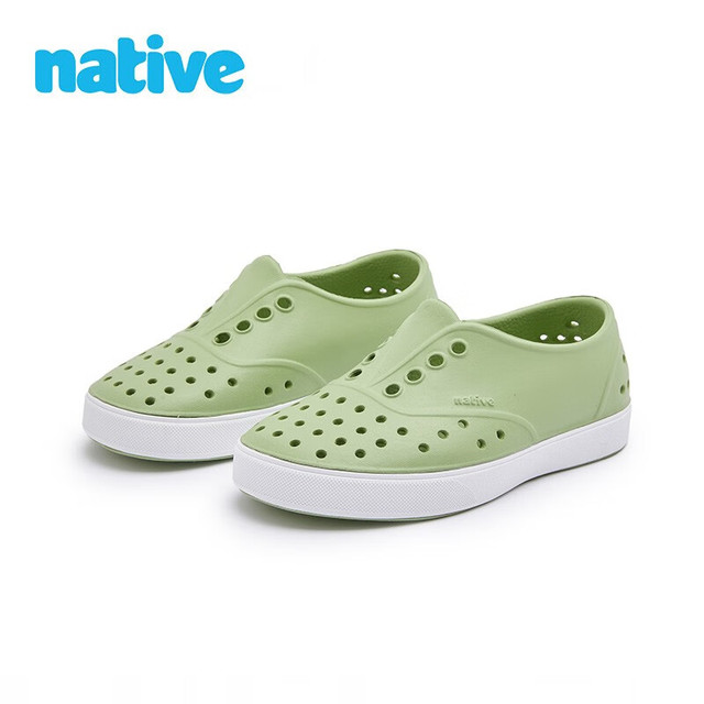 native 新品男女童鞋Miller纯色轻便时尚EVA儿童凉鞋洞洞鞋新 灰豆绿|白色