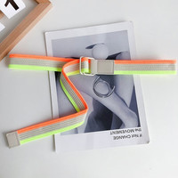 帝行 女士彩色条纹牛仔皮带双环扣